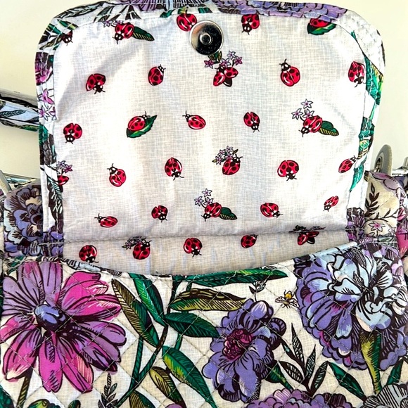 Vera Bradley Lavender Meadow Carson Floral Ladybug Crossbody Shoulder Bag - Picture 9 of 13